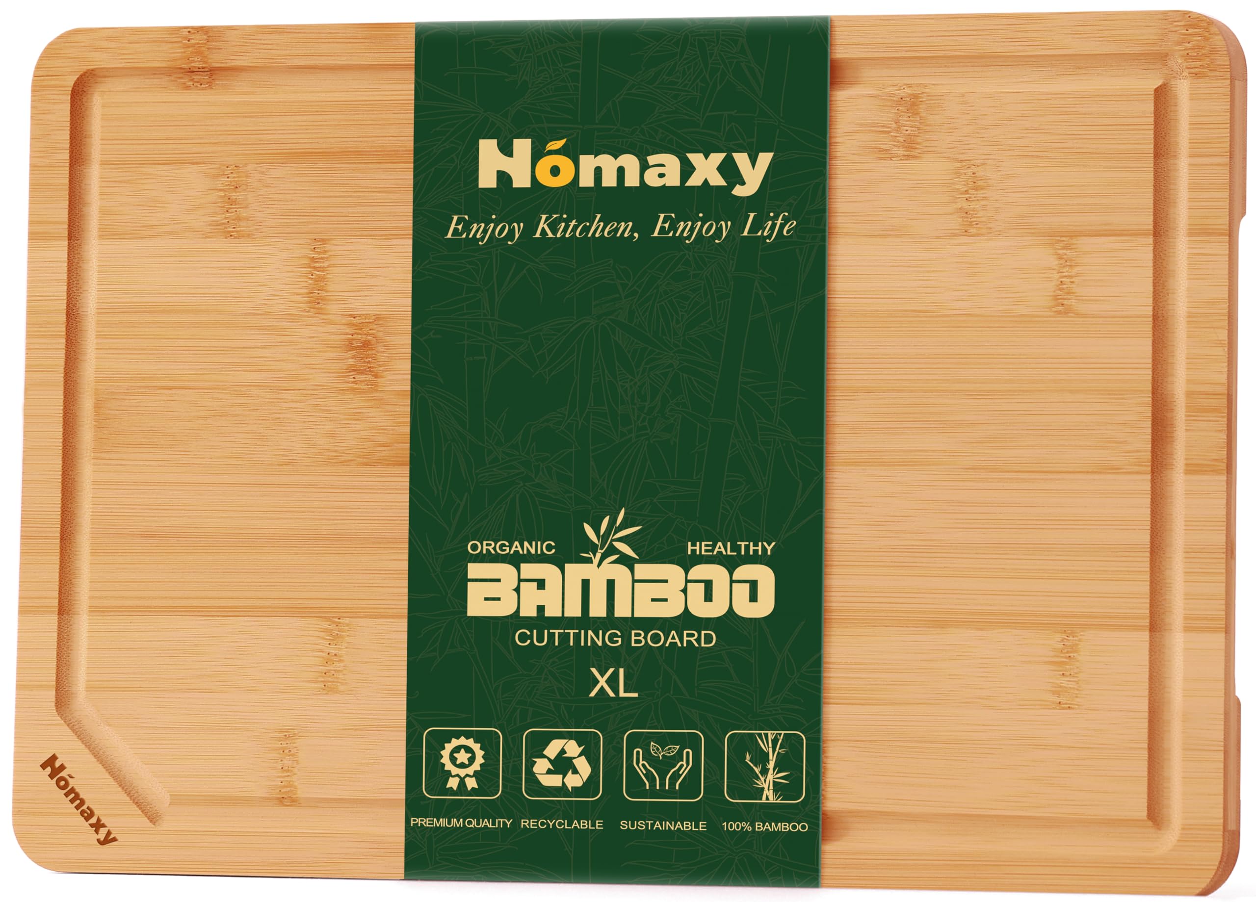 Tabla De Cortar Homaxy Organic Bamboo De 45 X 30 Cm Con Ranura Para Jugo - Venta Internacional.