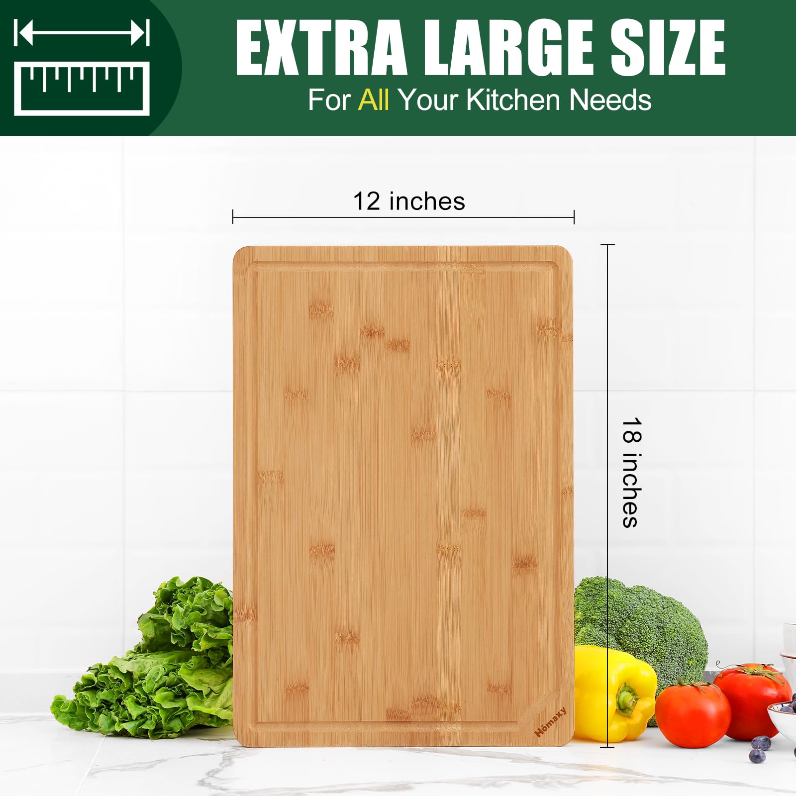 Foto 3 pulgar | Tabla De Cortar Homaxy Organic Bamboo De 45 X 30 Cm Con Ranura Para Jugo - Venta Internacional.