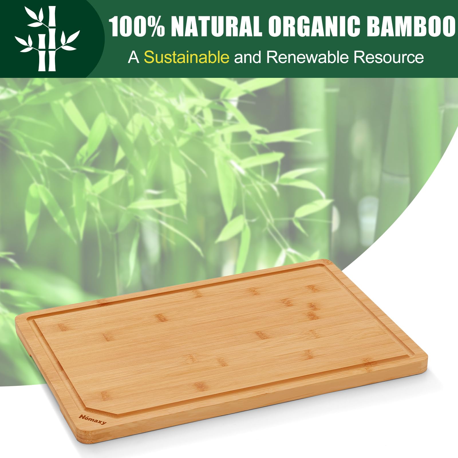 Foto 4 pulgar | Tabla De Cortar Homaxy Organic Bamboo De 45 X 30 Cm Con Ranura Para Jugo - Venta Internacional.