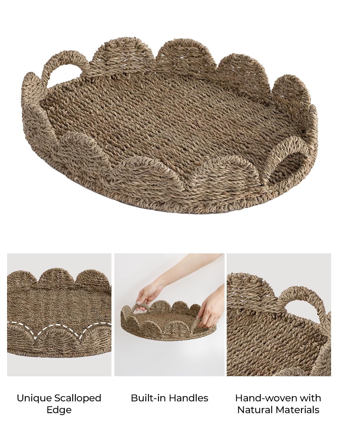 Foto 4 pulgar | Bandeja De Mimbre Para Servir Storageworks Con Borde Festoneado, Hierba Marina - Venta Internacional.
