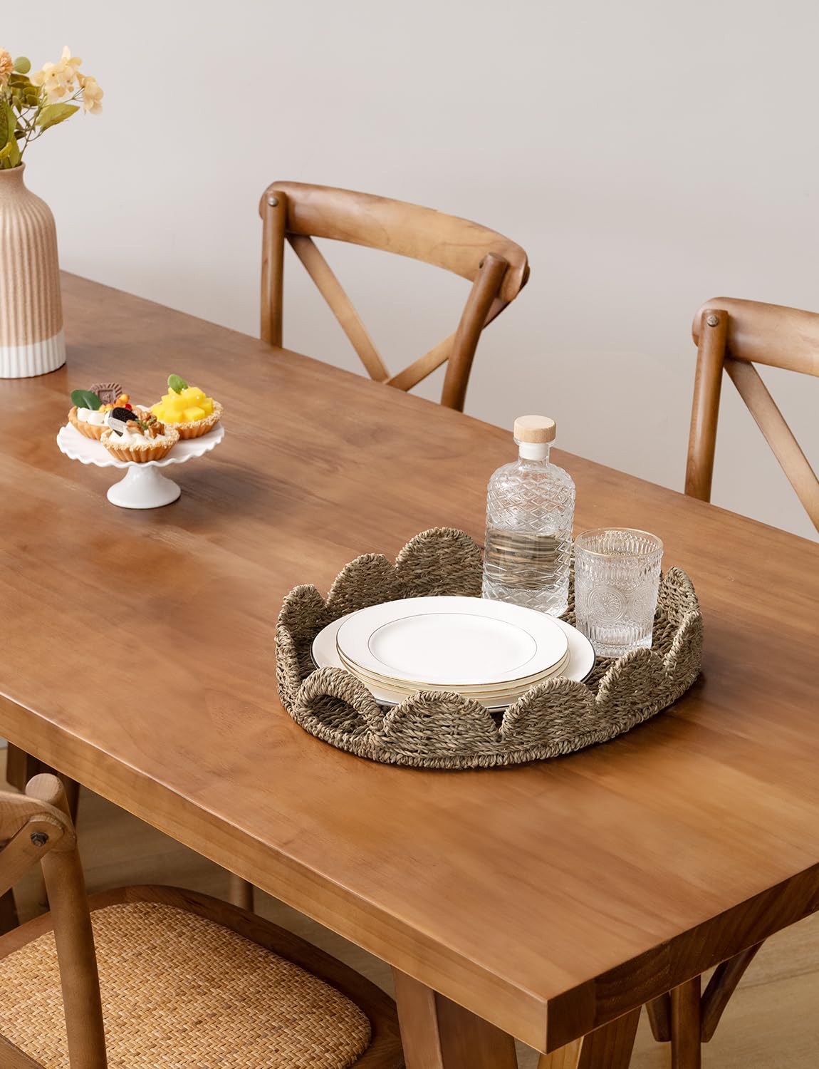 Foto 5 | Bandeja De Mimbre Para Servir Storageworks Con Borde Festoneado, Hierba Marina - Venta Internacional.