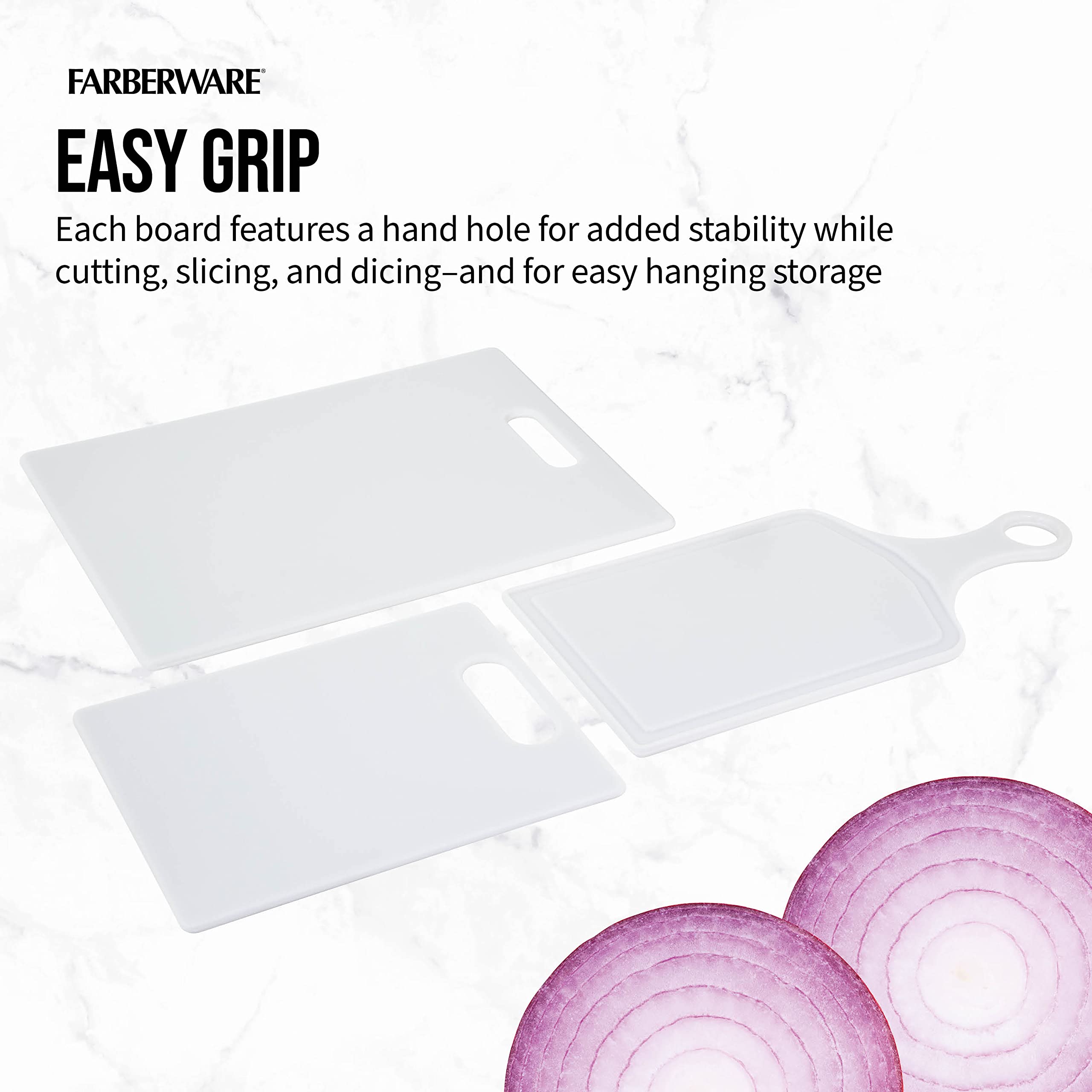 Foto 4 pulgar | Juego De Tablas De Cortar Farberware De Plástico, 3 Piezas, Color Blanco - Venta Internacional.