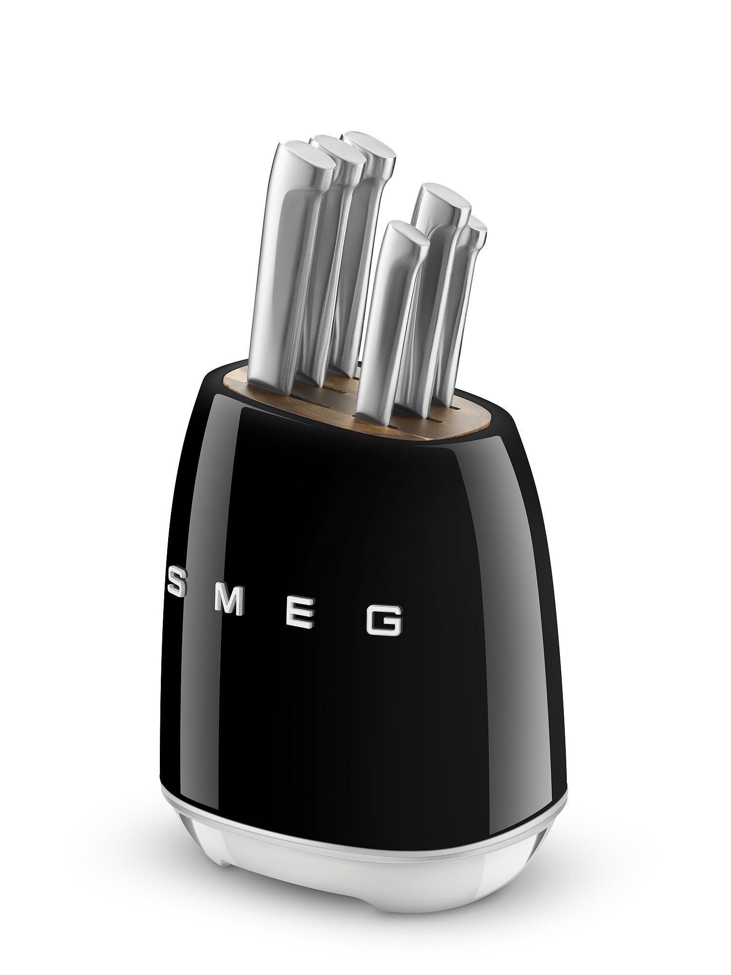 Juego De Cuchillos Smeg De Acero Inoxidable Con Bloque De Madera De Acacia - Venta Internacional.