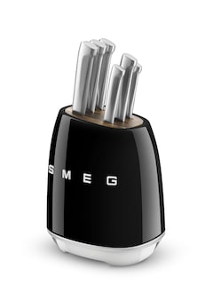 Foto 1 | Juego De Cuchillos Smeg De Acero Inoxidable Con Bloque De Madera De Acacia - Venta Internacional.