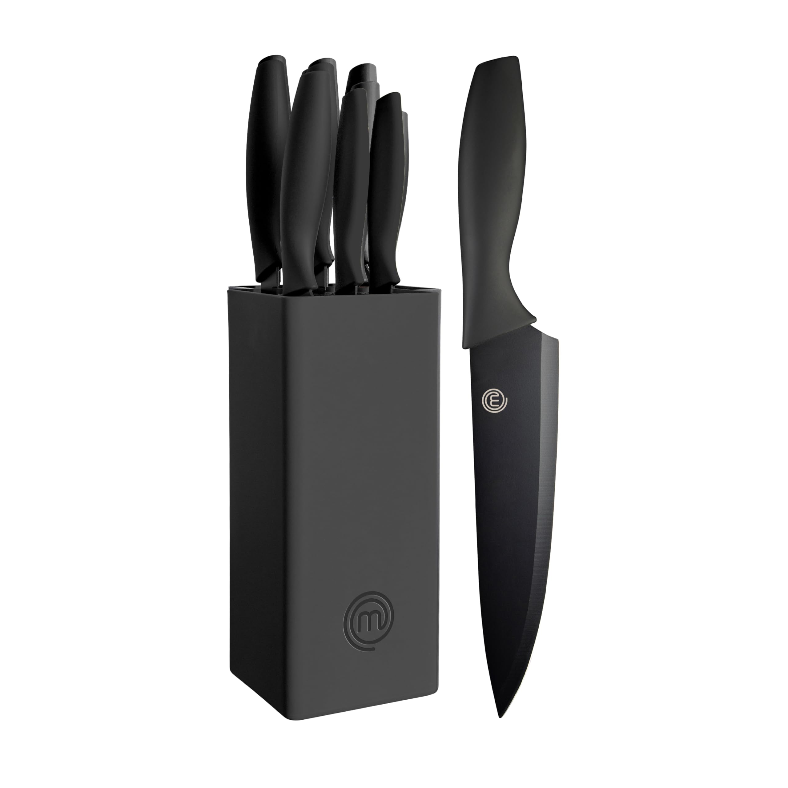 Foto 2 pulgar | Juego De Cuchillos Masterchef Con Bloque + 6 Cuchillos De Cocina Negros - Venta Internacional.