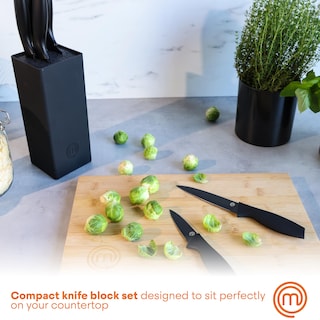 Foto 3 | Juego De Cuchillos Masterchef Con Bloque + 6 Cuchillos De Cocina Negros - Venta Internacional.