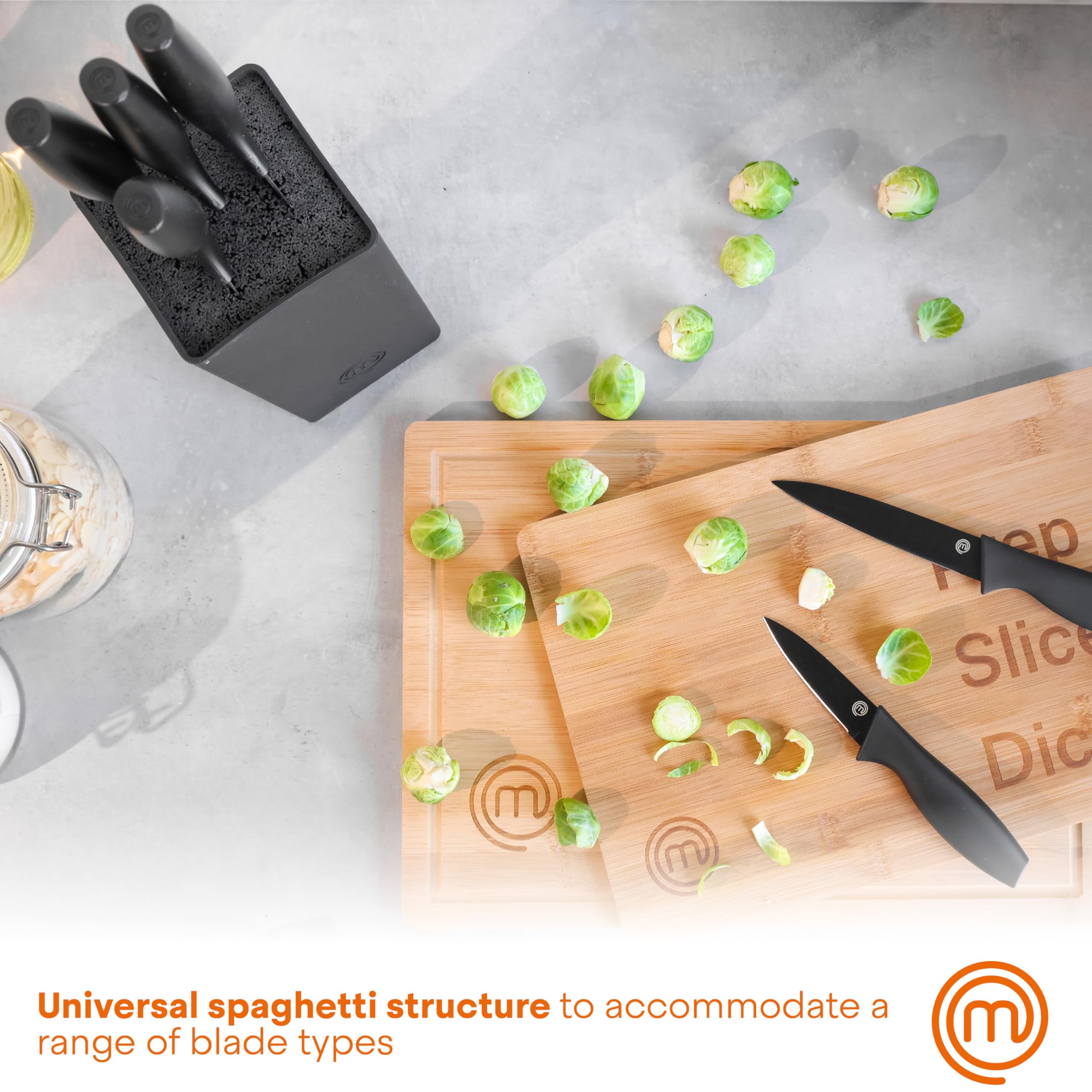 Foto 5 pulgar | Juego De Cuchillos Masterchef Con Bloque + 6 Cuchillos De Cocina Negros - Venta Internacional.