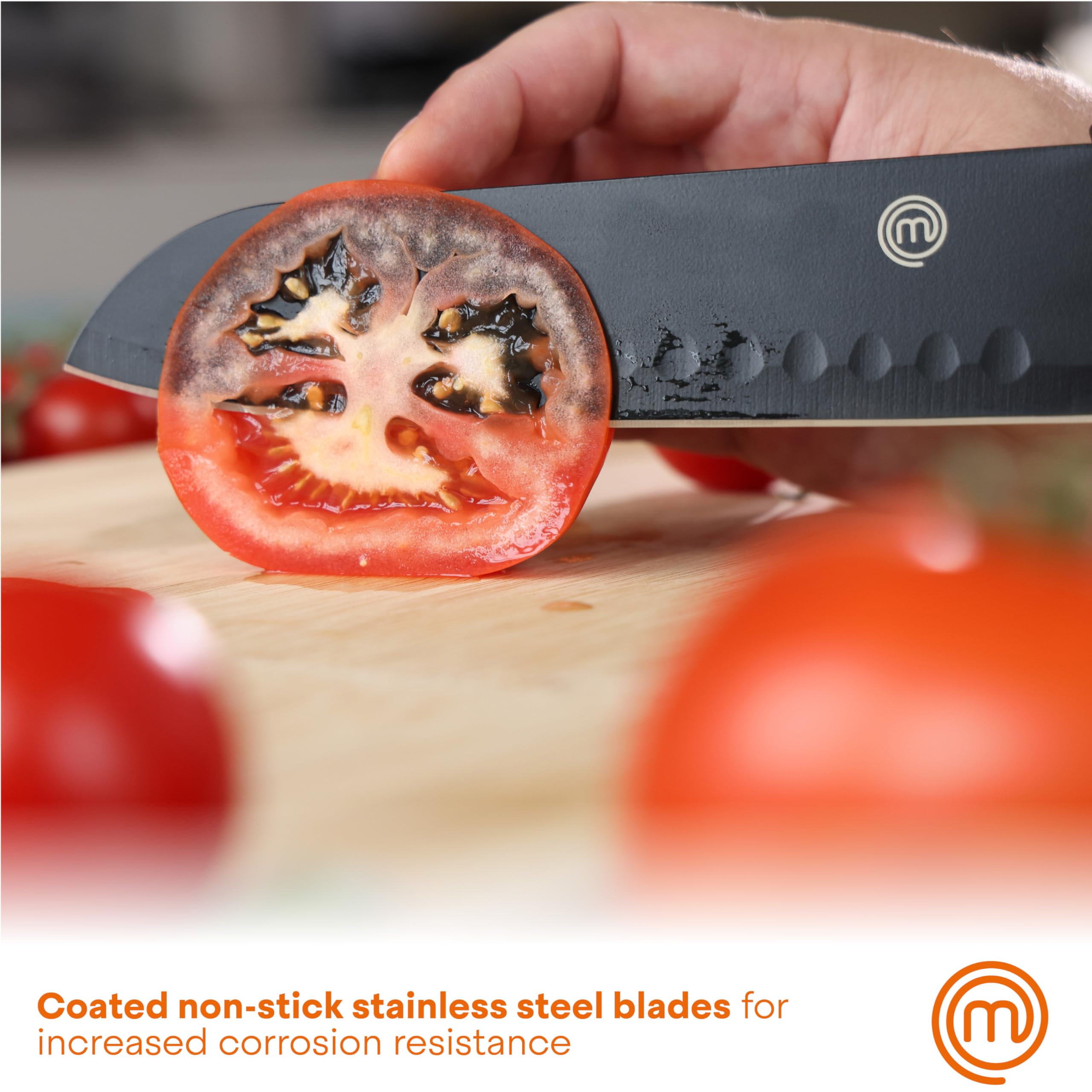 Foto 6 pulgar | Juego De Cuchillos Masterchef Con Bloque + 6 Cuchillos De Cocina Negros - Venta Internacional.