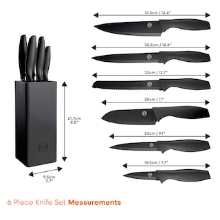 Foto 7 | Juego De Cuchillos Masterchef Con Bloque + 6 Cuchillos De Cocina Negros - Venta Internacional.