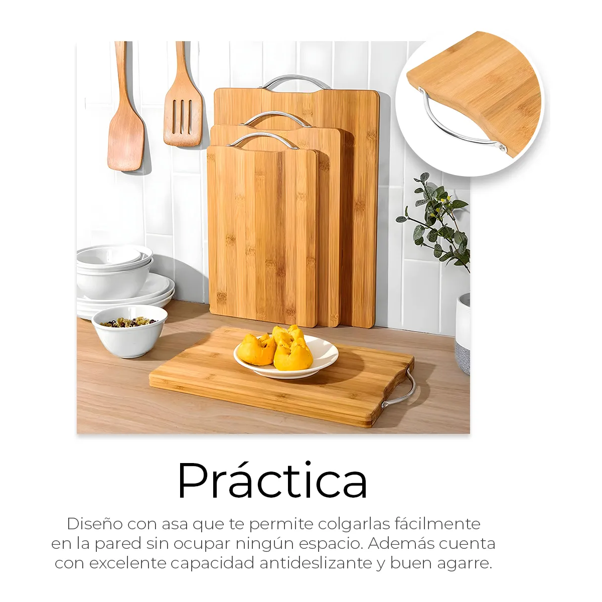 Foto 3 pulgar | Tabla De Cocina Para Picar Cortar Alimentos 3 Piezas Bambu Eo Safe Imports Esi-20684 Beige