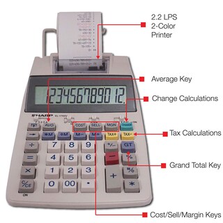 Foto 3 | Calculadora de Impresión Sharp EL-1750V de 12 Dígitos - Venta Internacional