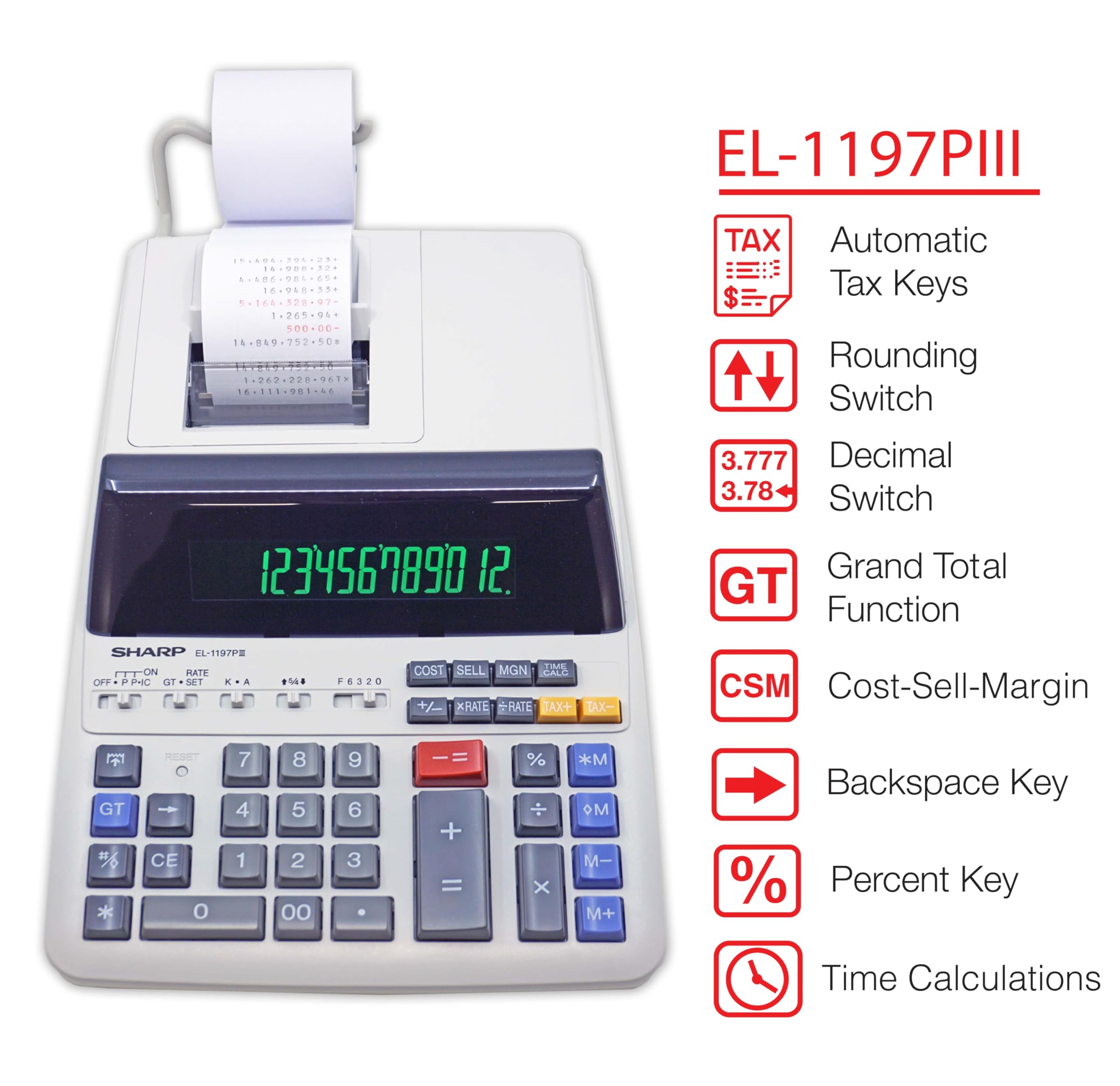 Foto 6 pulgar | Calculadora De Impresión Sharp El-1197piii Con Reloj Y Calendario - Venta Internacional.