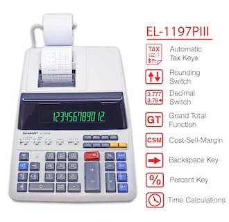 Foto 5 | Calculadora De Impresión Sharp El-1197piii Con Reloj Y Calendario - Venta Internacional.