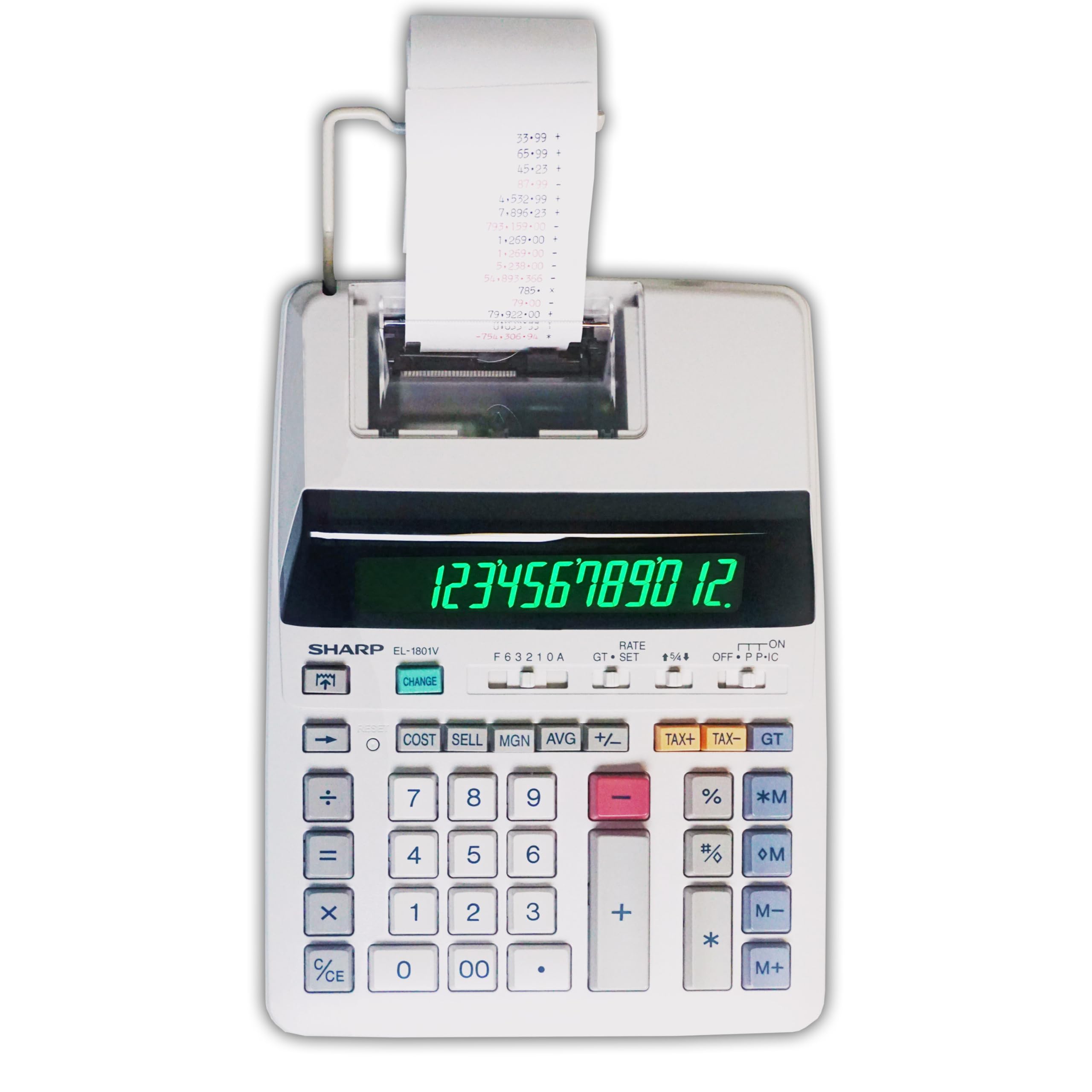 Calculadora De Impresión Sharp El-1801v Ink, 12 Dígitos, Ac - Venta Internacional.