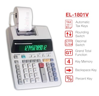 Foto 5 | Calculadora De Impresión Sharp El-1801v Ink, 12 Dígitos, Ac - Venta Internacional.