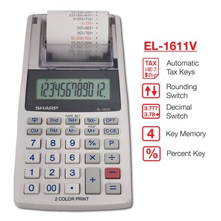 Foto 3 | Calculadora De Impresión Sharp El-1611v Pantalla Lcd De 12 Dígitos - Venta Internacional.