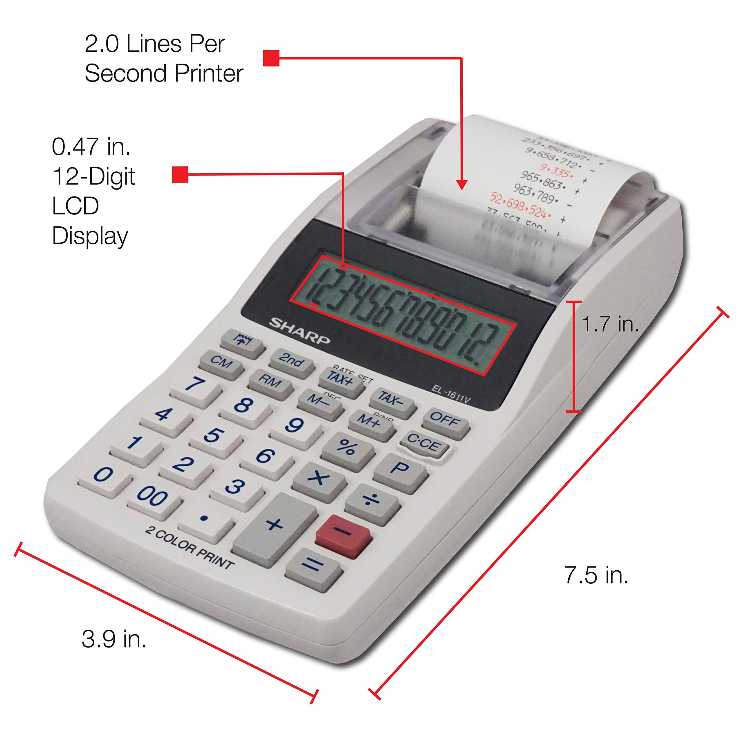 Foto 4 | Calculadora De Impresión Sharp El-1611v Pantalla Lcd De 12 Dígitos - Venta Internacional.