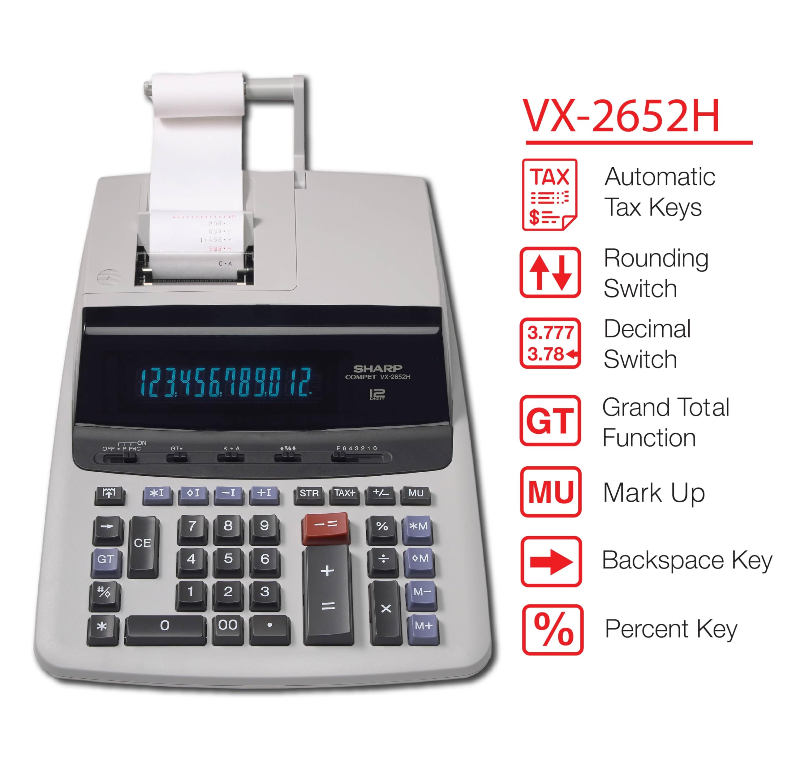 Foto 3 | Calculadora de Impresión Sharp Vx-2652h 12 Dígitos - Venta Internacional