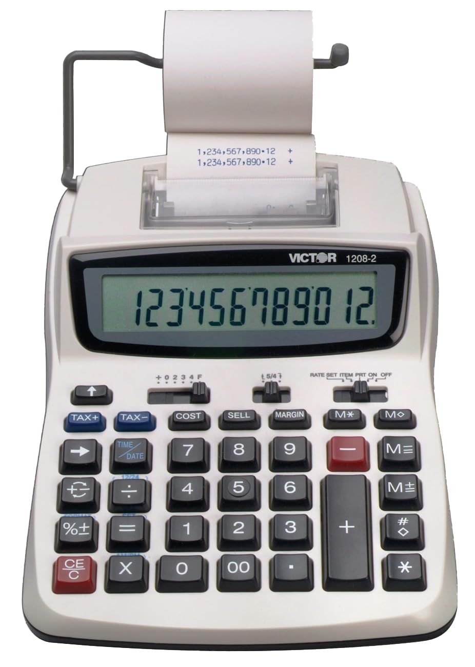 Calculadora De Impresión Victor 1208-2 Lcd De 12 Dígitos Blanca - Venta Internacional.