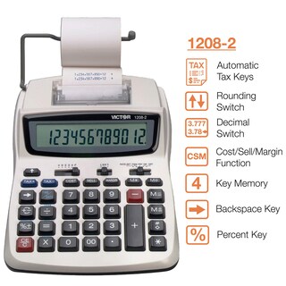 Foto 3 | Calculadora De Impresión Victor 1208-2 Lcd De 12 Dígitos Blanca - Venta Internacional.