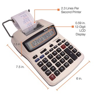 Foto 4 | Calculadora De Impresión Victor 1208-2 Lcd De 12 Dígitos Blanca - Venta Internacional.