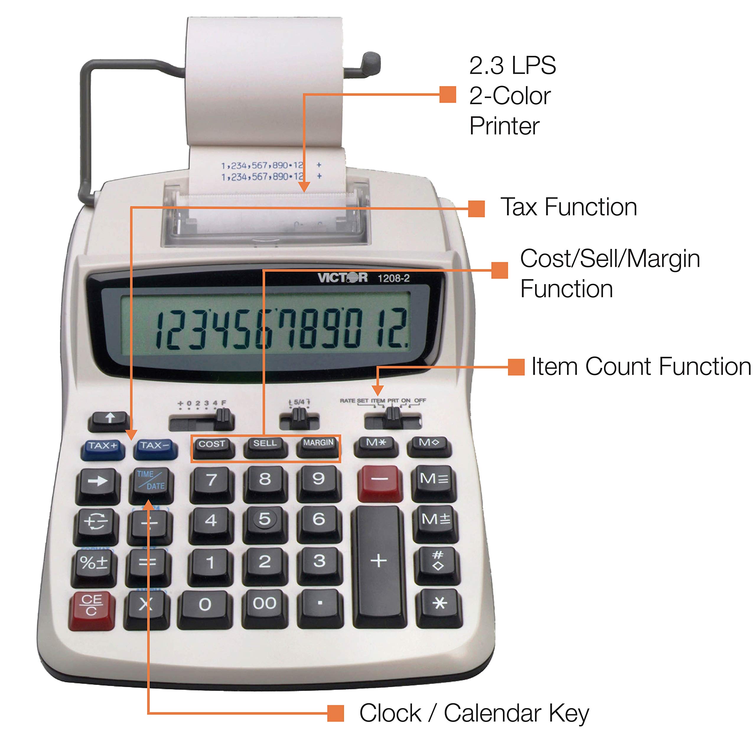 Foto 6 pulgar | Calculadora De Impresión Victor 1208-2 Lcd De 12 Dígitos Blanca - Venta Internacional.