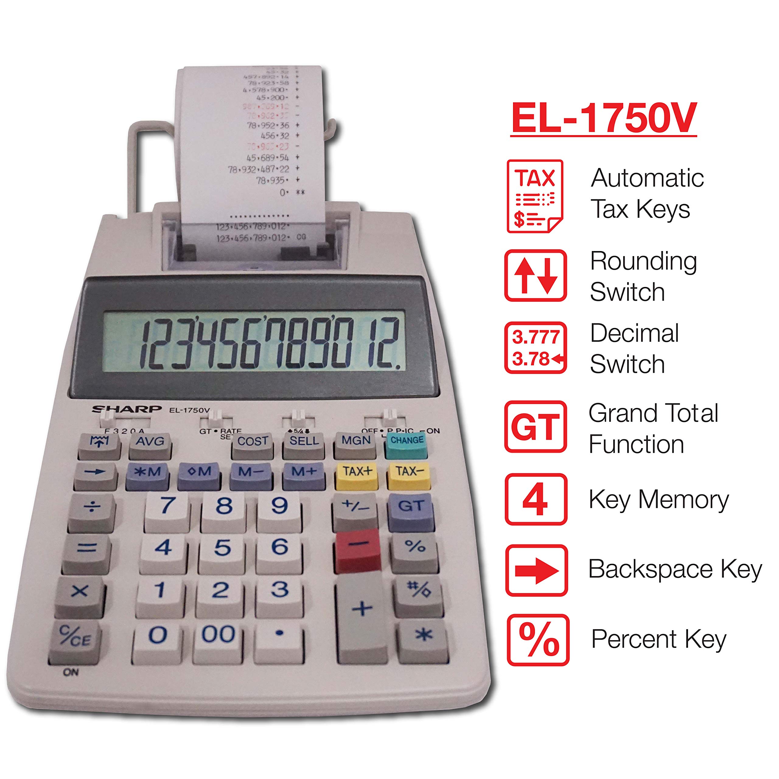 Foto 3 pulgar | Calculadora De Impresión Sharp El-1750v 2.2 Lps Con Pantalla Lcd - Venta Internacional.