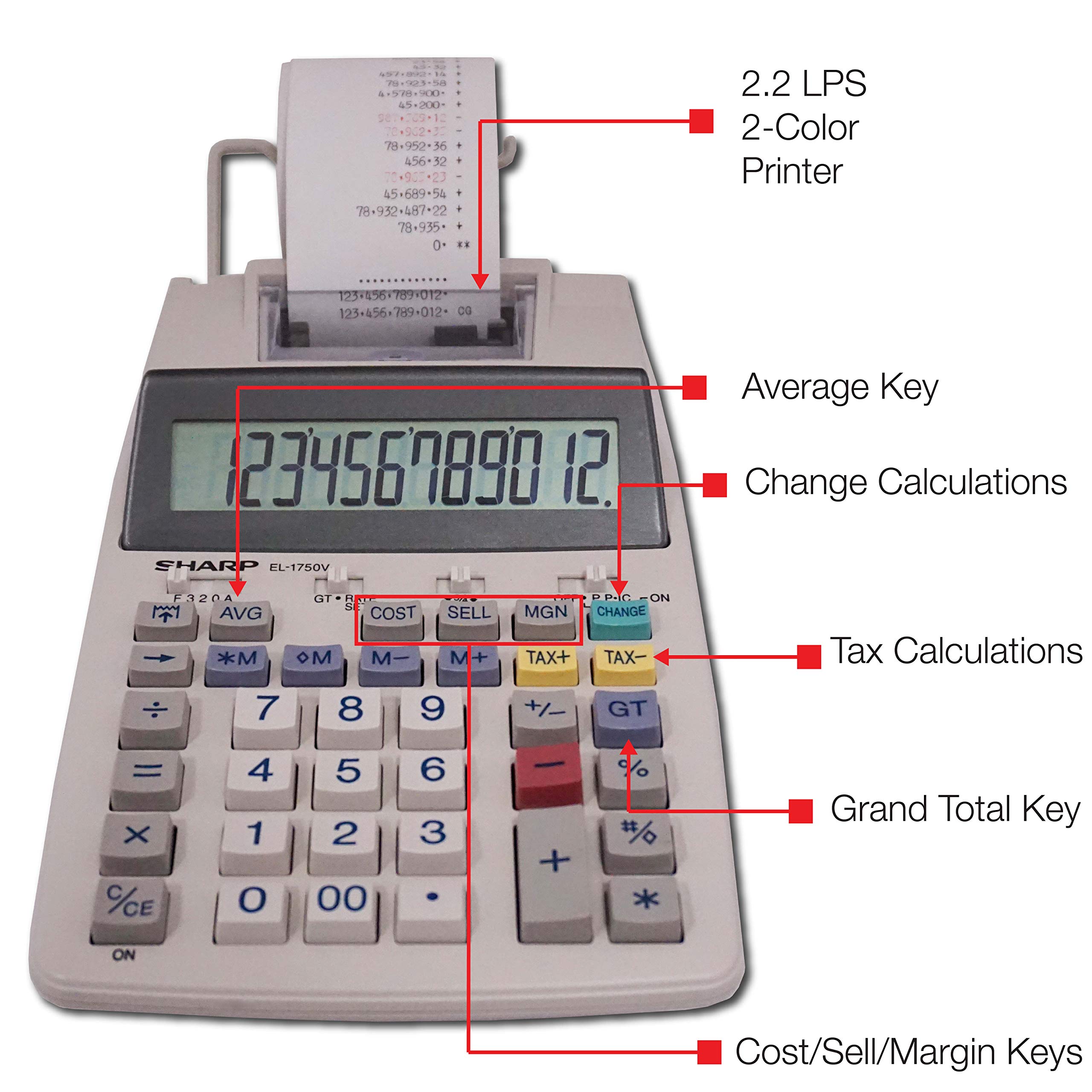 Foto 4 pulgar | Calculadora De Impresión Sharp El-1750v 2.2 Lps Con Pantalla Lcd - Venta Internacional.