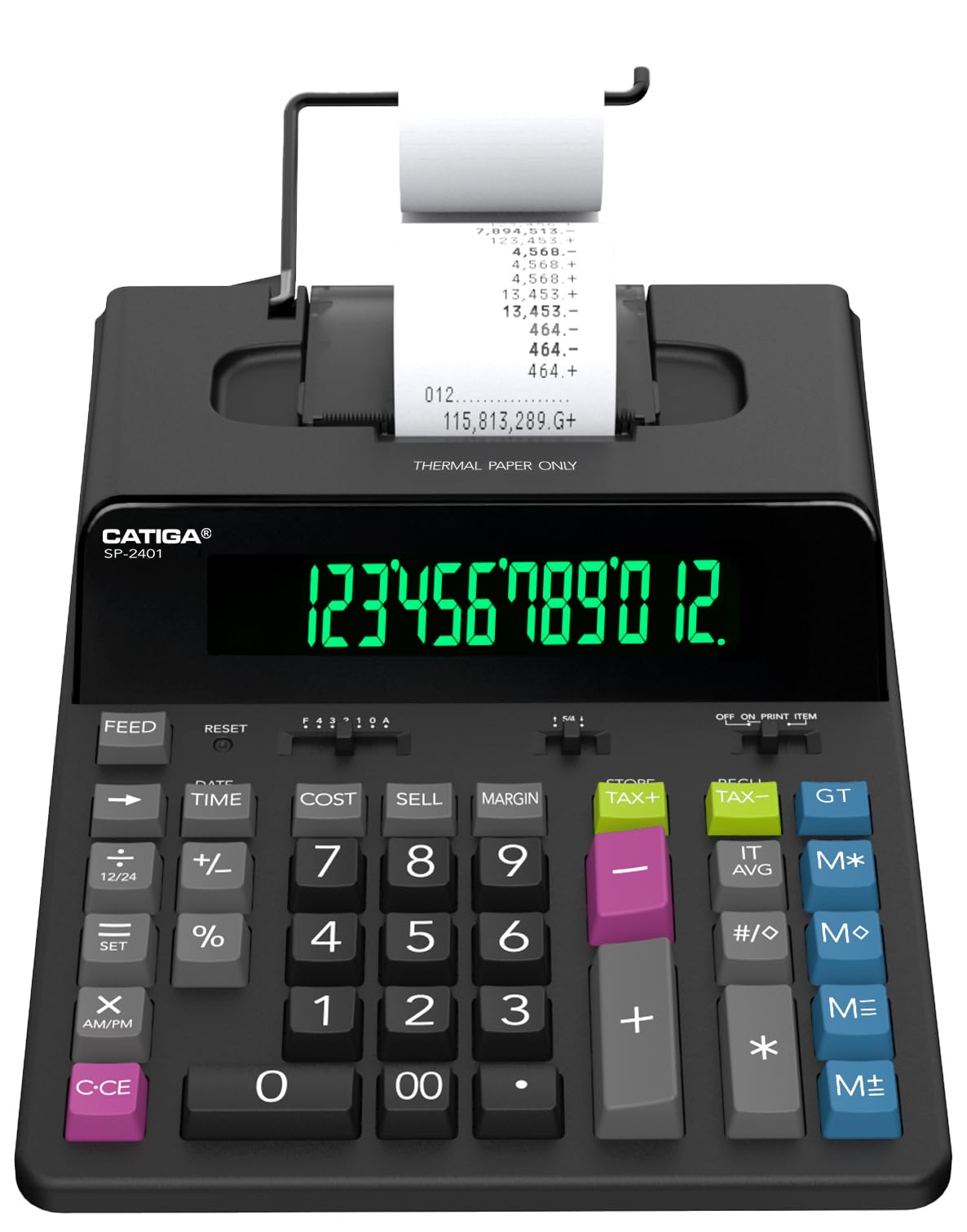 Calculadora De Impresión Catiga Sp-2401 De 12 Dígitos Sin Tinta - Venta Internacional.