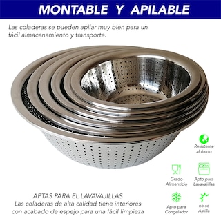 Foto 4 | Juego de 6 Coladores Rd Royal Cook color Plateado de Acero Inoxidable Apilables