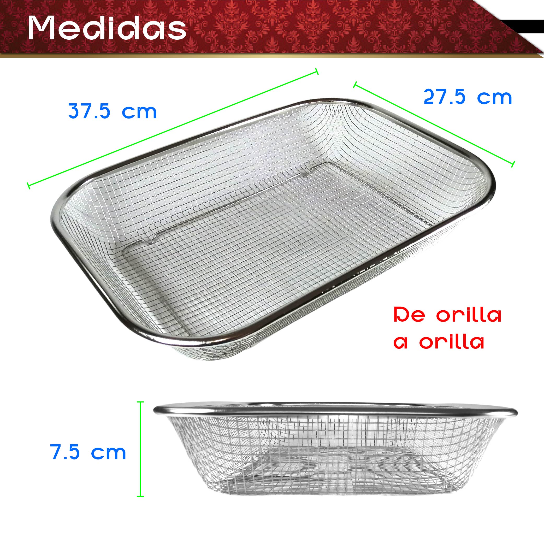 Foto 3 pulgar | Colador para Cocina Rd Royal Cook color Plateado de Acero Inoxidable Rectangular Malla Multiusos