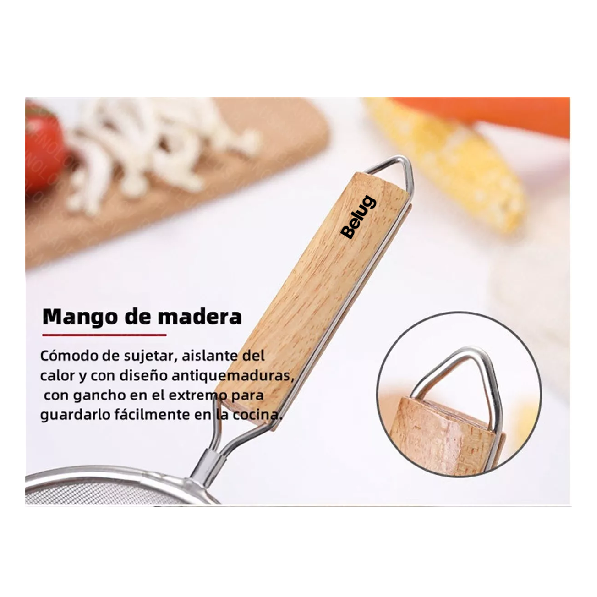 Foto 5 pulgar | Colador Belug Malla 22cm Acero Inoxidable Plata