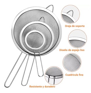 Foto 2 | Juego De Coladores Cernidores Escurridor Acero Inoxidable 4 Pcs Plata