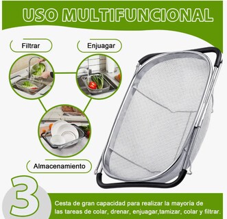 Foto 2 | Colador Xtellar Rectangular De Acero Inoxidable Extensible