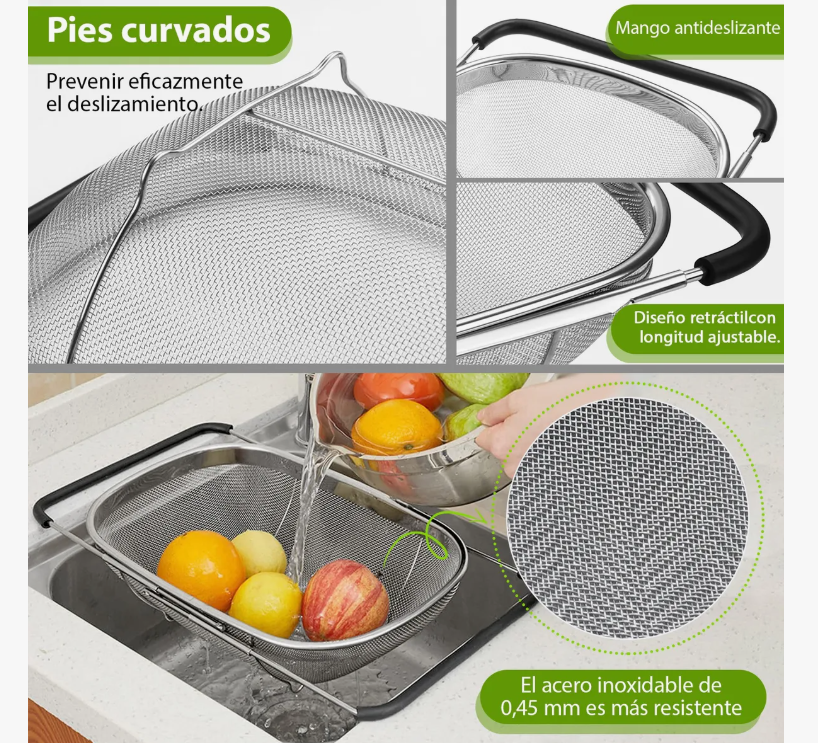 Foto 4 | Colador Xtellar Rectangular De Acero Inoxidable Extensible