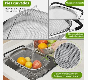 Foto 4 | Colador Xtellar Rectangular De Acero Inoxidable Extensible