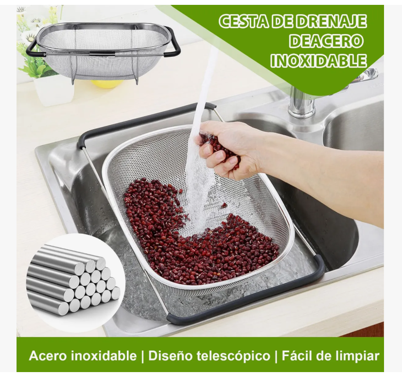 Foto 5 | Colador Xtellar Rectangular De Acero Inoxidable Extensible
