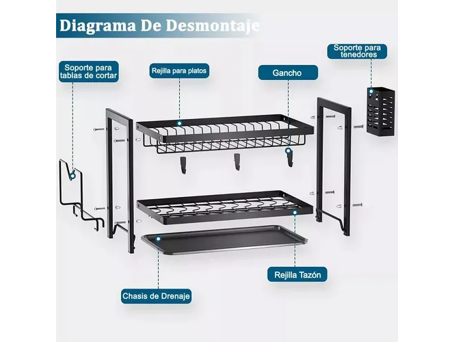 Foto 3 pulgar | Pentiumpr Xtellar Escurreplatos Dos Niveles Tipo Puerta Con Bandeja