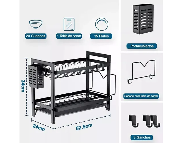 Foto 4 pulgar | Pentiumpr Xtellar Escurreplatos Dos Niveles Tipo Puerta Con Bandeja