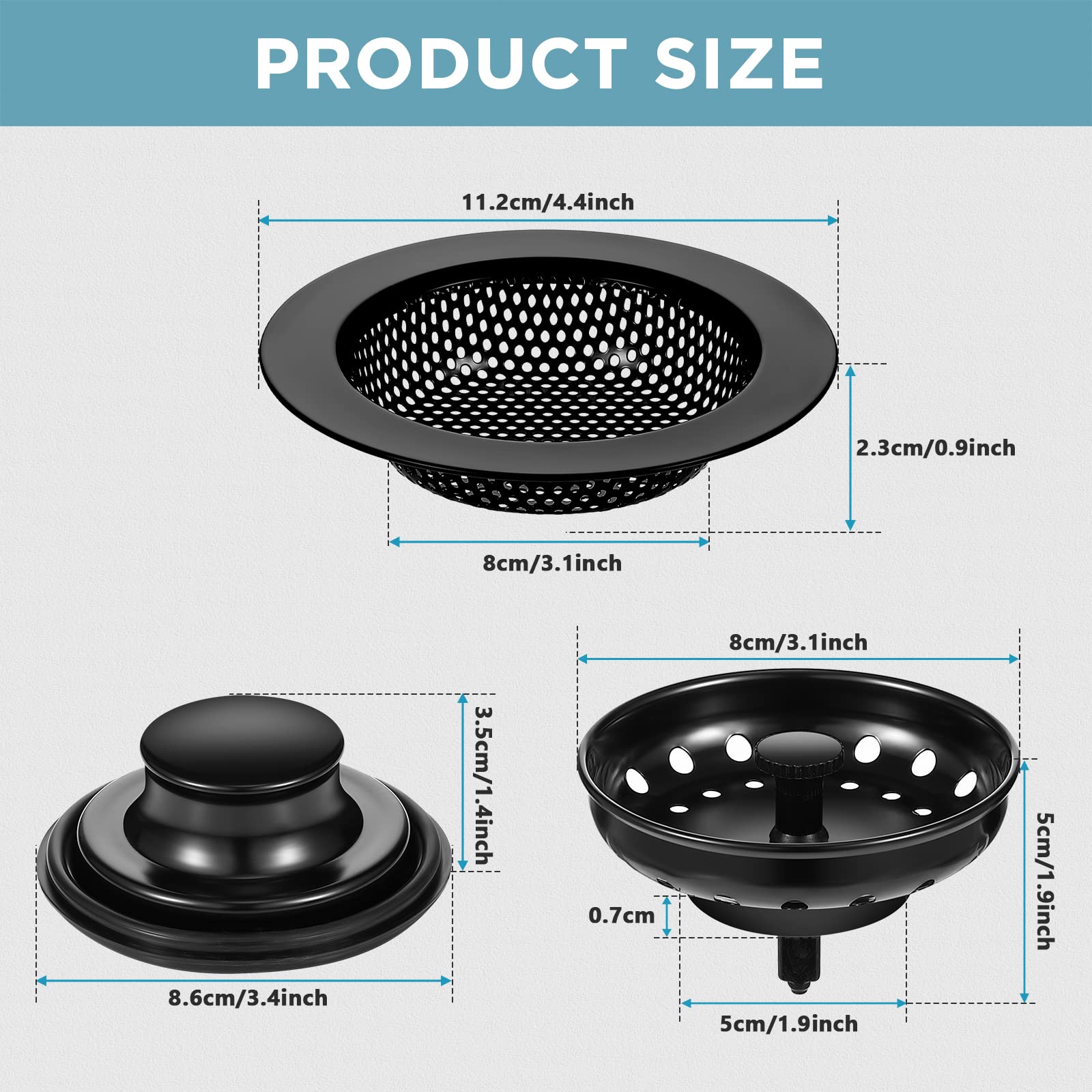 Foto 3 pulgar | Colador De Desagüe Y Tapón Para Fregaderos De Cocina, 3 Unidades - Venta Internacional.