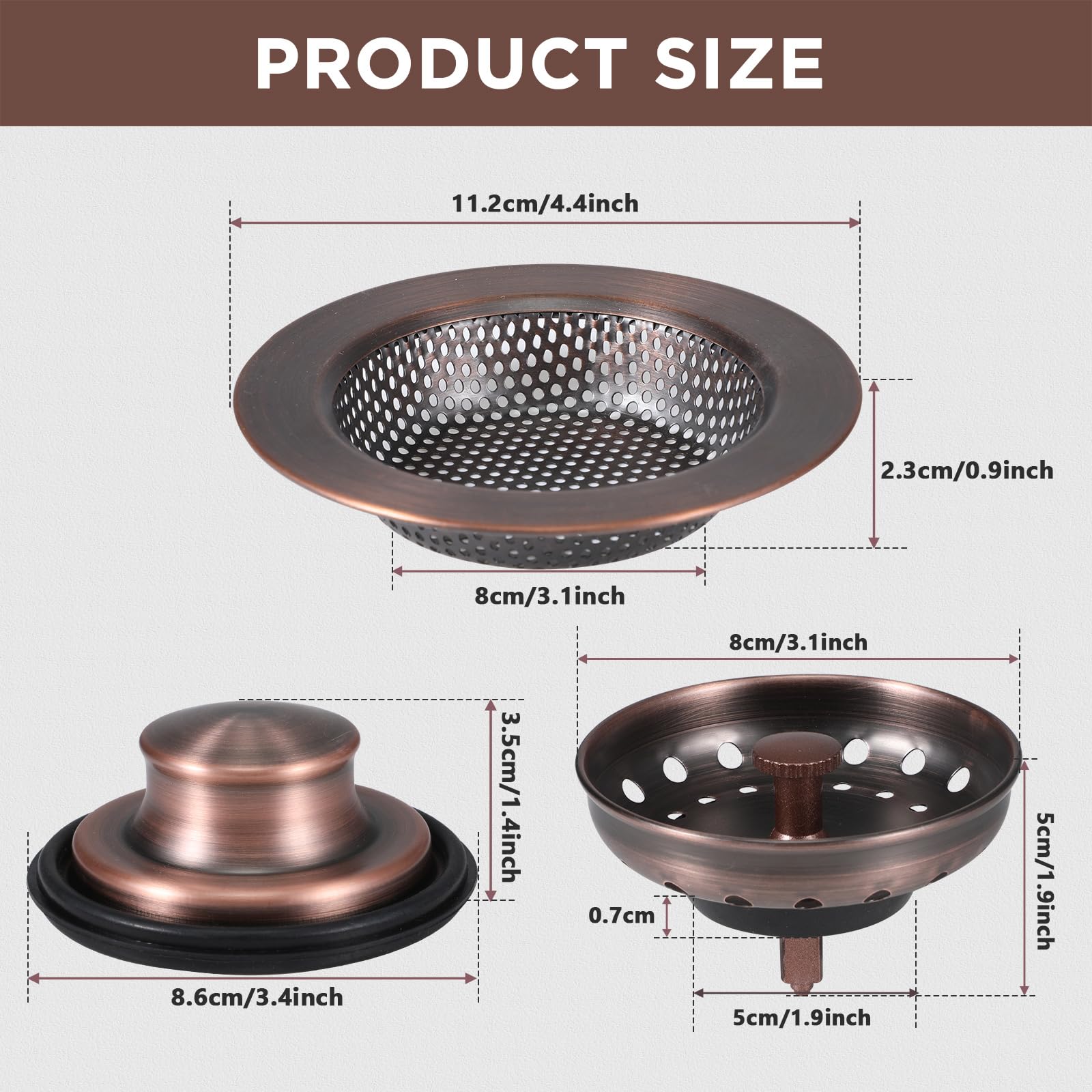 Foto 2 | Colador De Desagüe Y Tapón Para Fregaderos De Cocina, 3 Unidades - Venta Internacional.