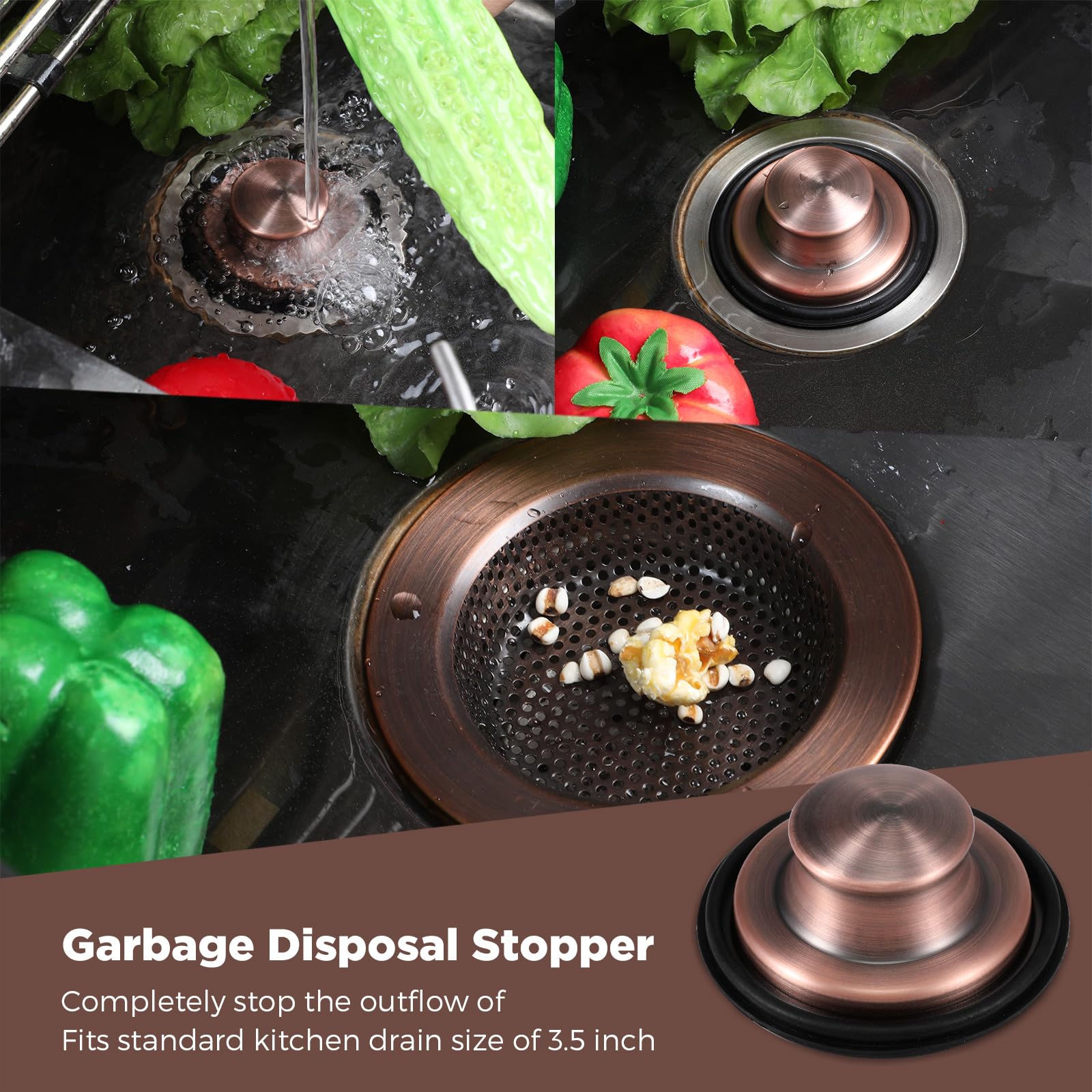 Foto 6 | Colador De Desagüe Y Tapón Para Fregaderos De Cocina, 3 Unidades - Venta Internacional.