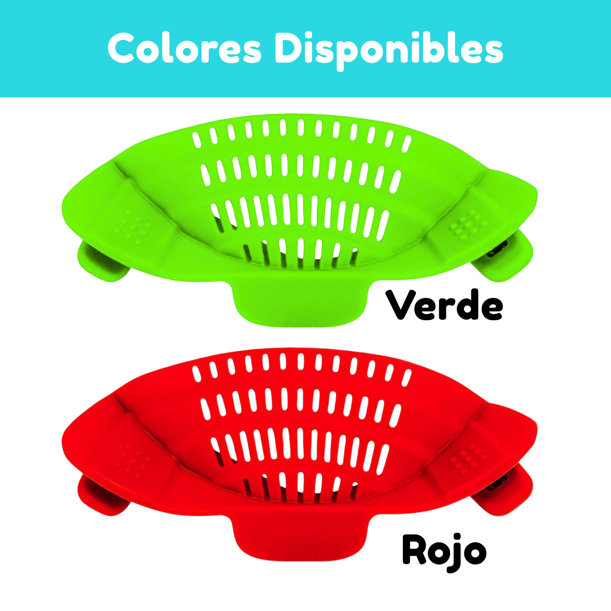 Foto 3 pulgar | Colador De Silicona Universal Para Alimentos Verduras Pasta ( Color Verde)