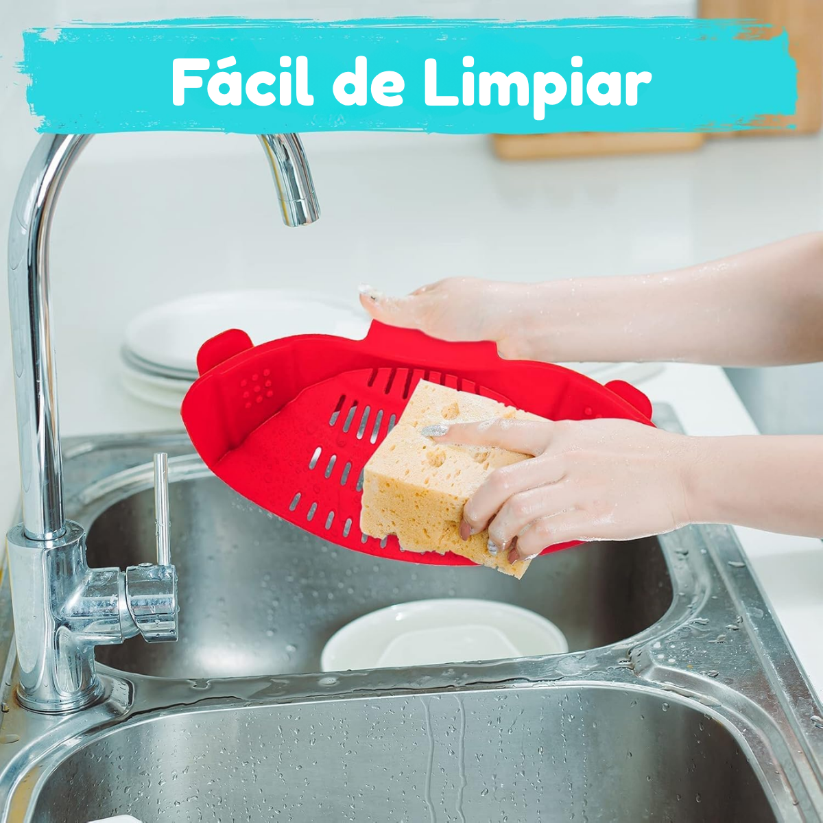 Foto 4 pulgar | Colador De Silicona Universal Para Alimentos Verduras Pasta ( Color Verde)