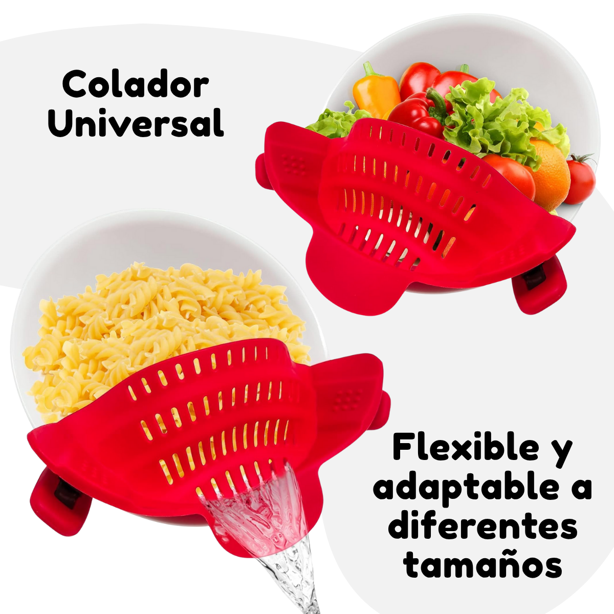 Foto 7 pulgar | Colador De Silicona Universal Para Alimentos Verduras Pasta ( Color Verde)