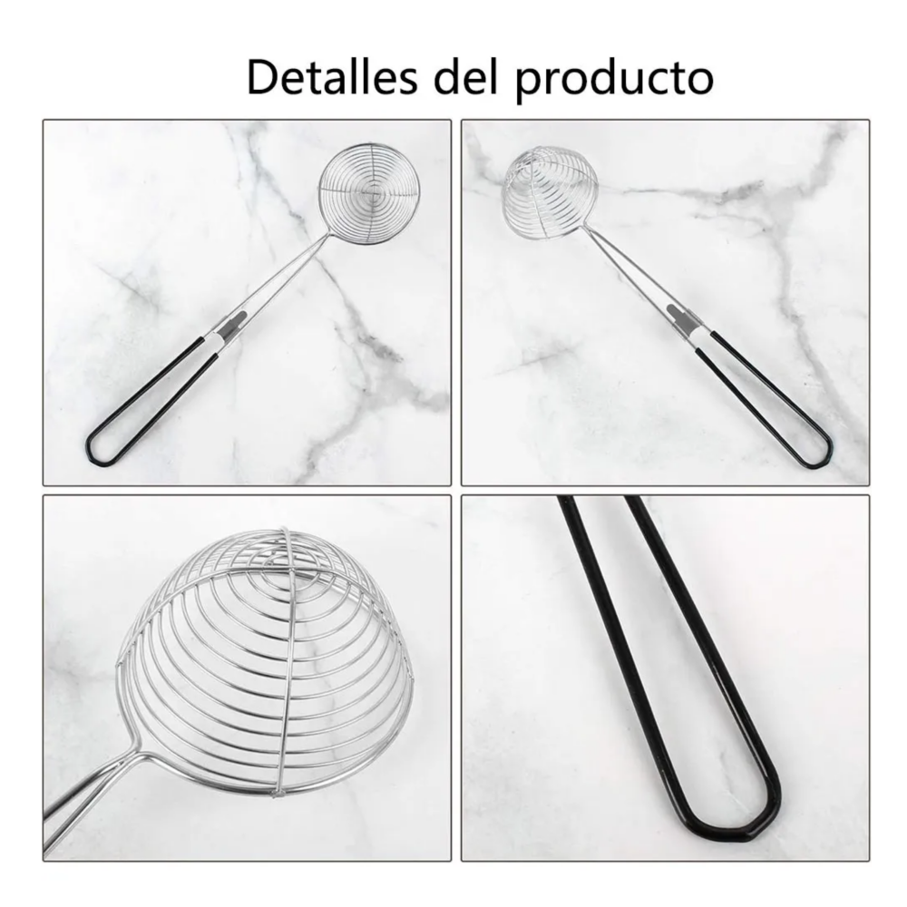 Foto 4 pulgar | 12 Colador Escurridor Cuchara P/tapioca 27cm Belug  Plata