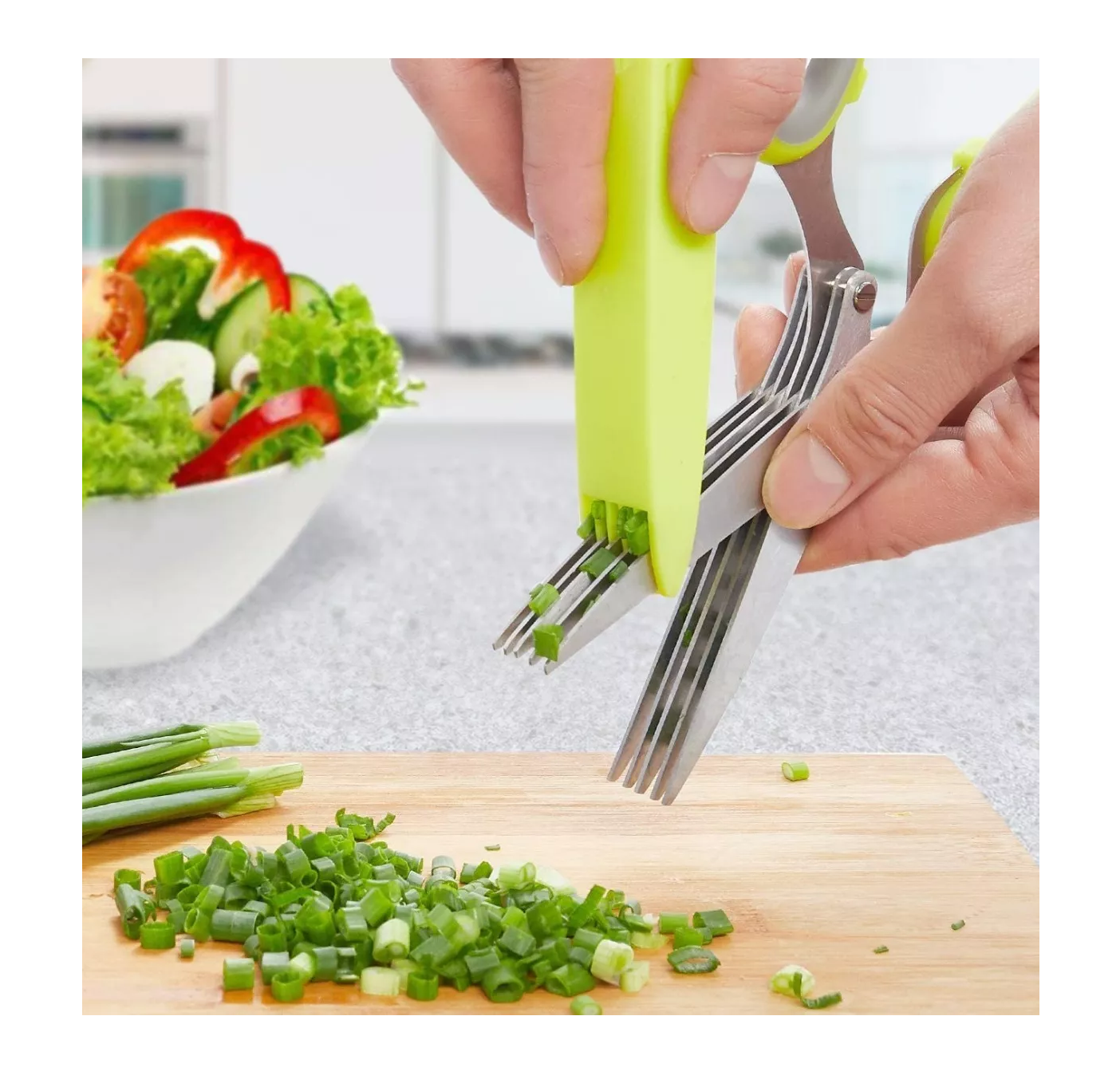 Foto 5 | Tijeras De Cocina Para Picar Verduras Con 5 Hojas Y Cubierta Plata Con Verde