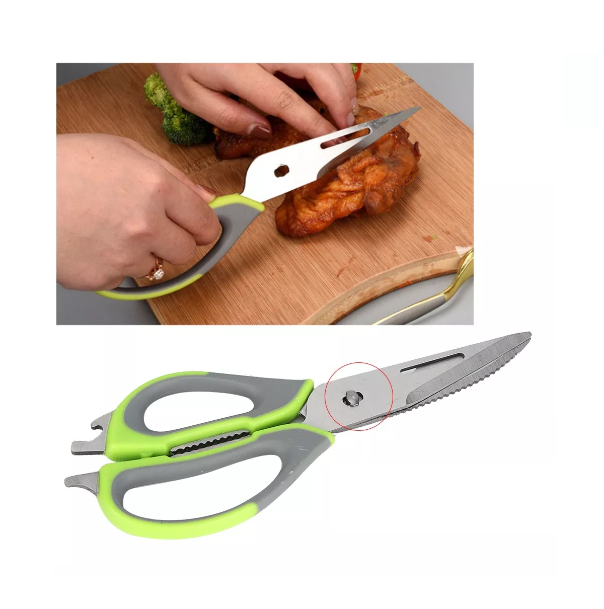 Foto 5 pulgar | Tijeras De Cocina Multifunción Lab.g Para Cortar Huesos De Pollo Verde