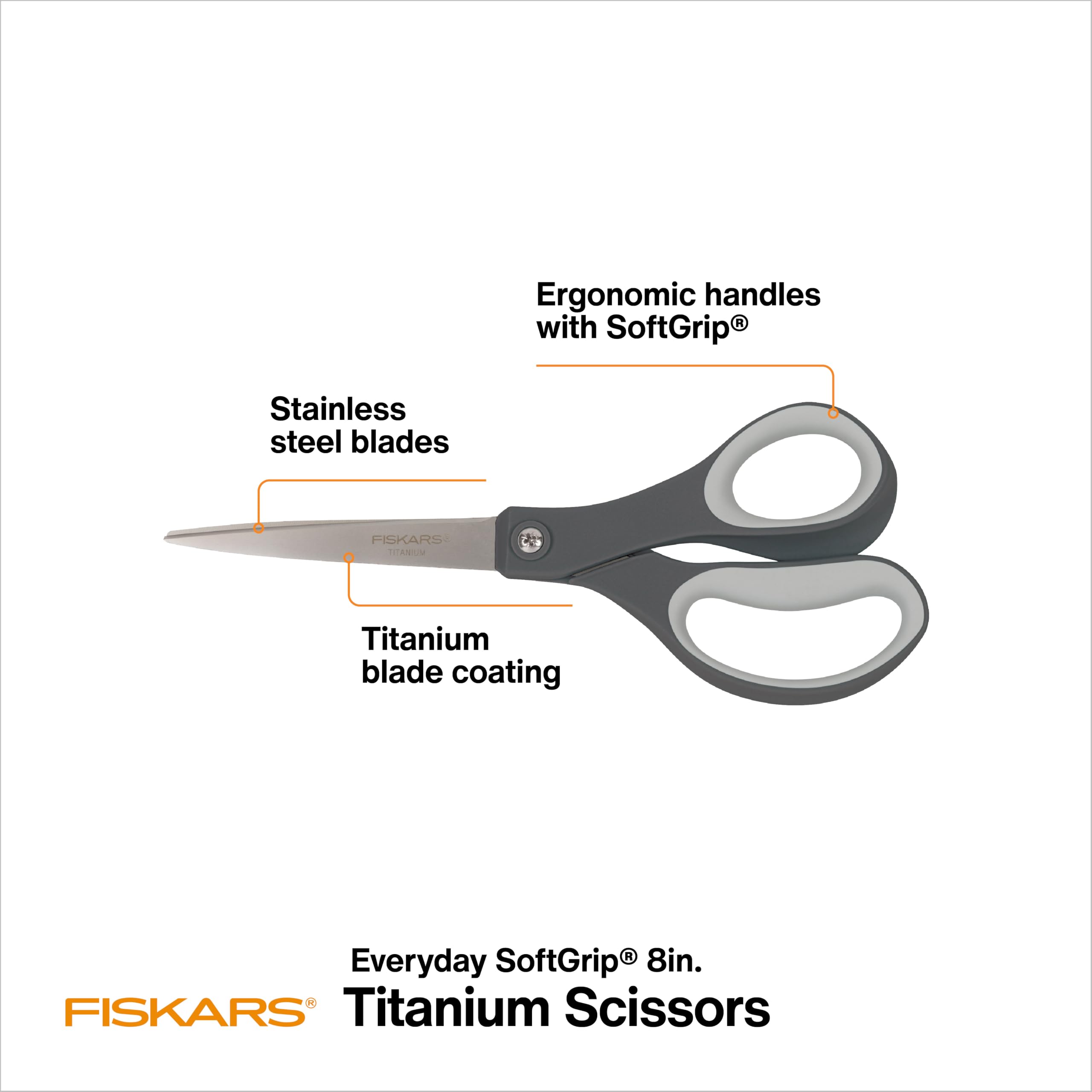 Foto 3 pulgar | Tijeras Fiskars Comfort Grip Titanium 8 Pulgadas - Gris - Venta Internacional.
