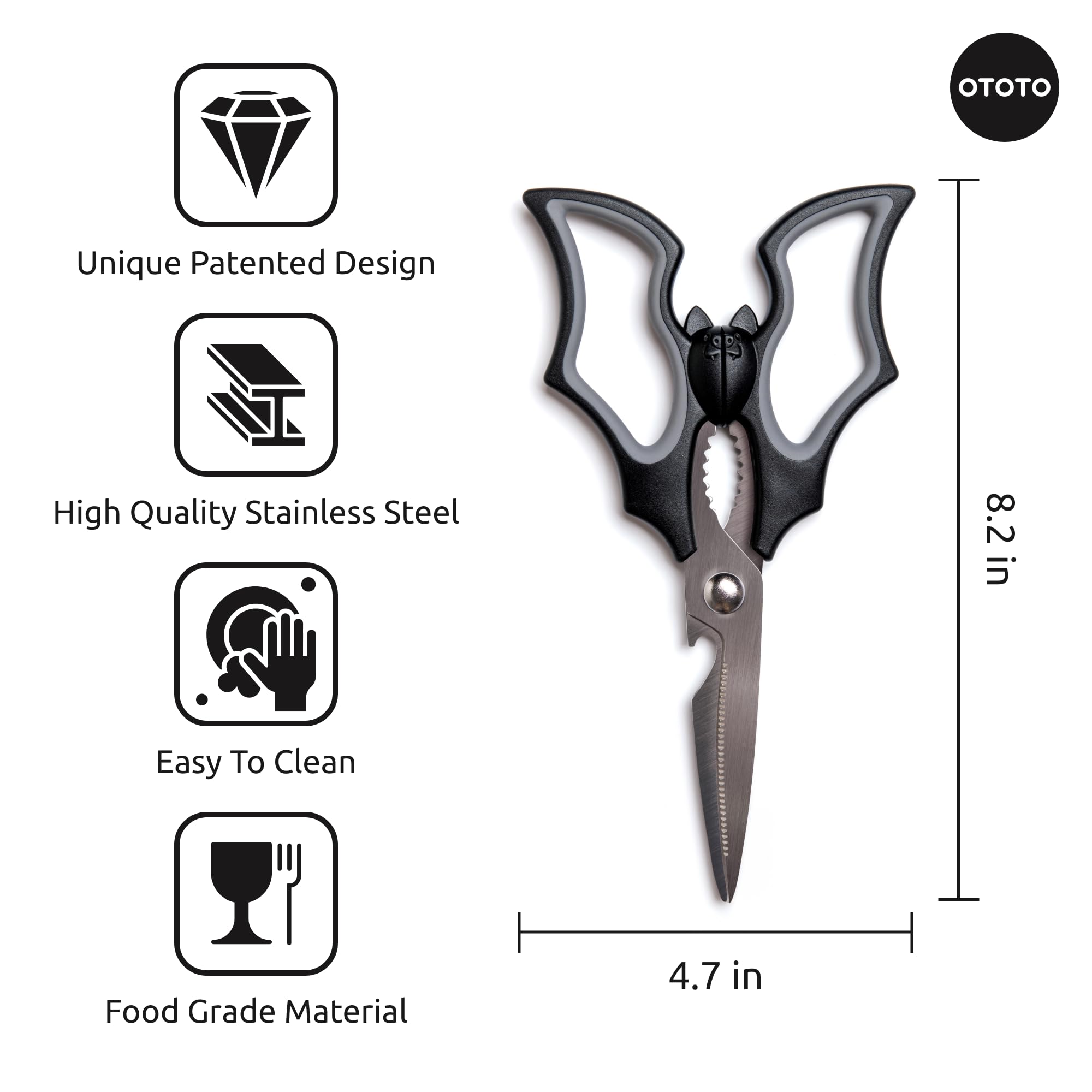Foto 6 pulgar | Tijeras De Cocina Ototo Elizabat Para Halloween  Diseño Gótico  Bonito Murciélago - Venta Internacional.